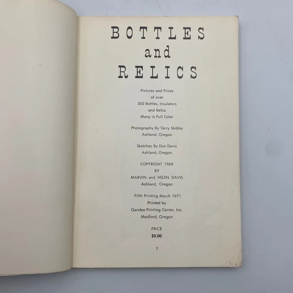 Bottles and Relics Marvin Helen Davis 1971 Antique Bottle Collector‎ Price Guide